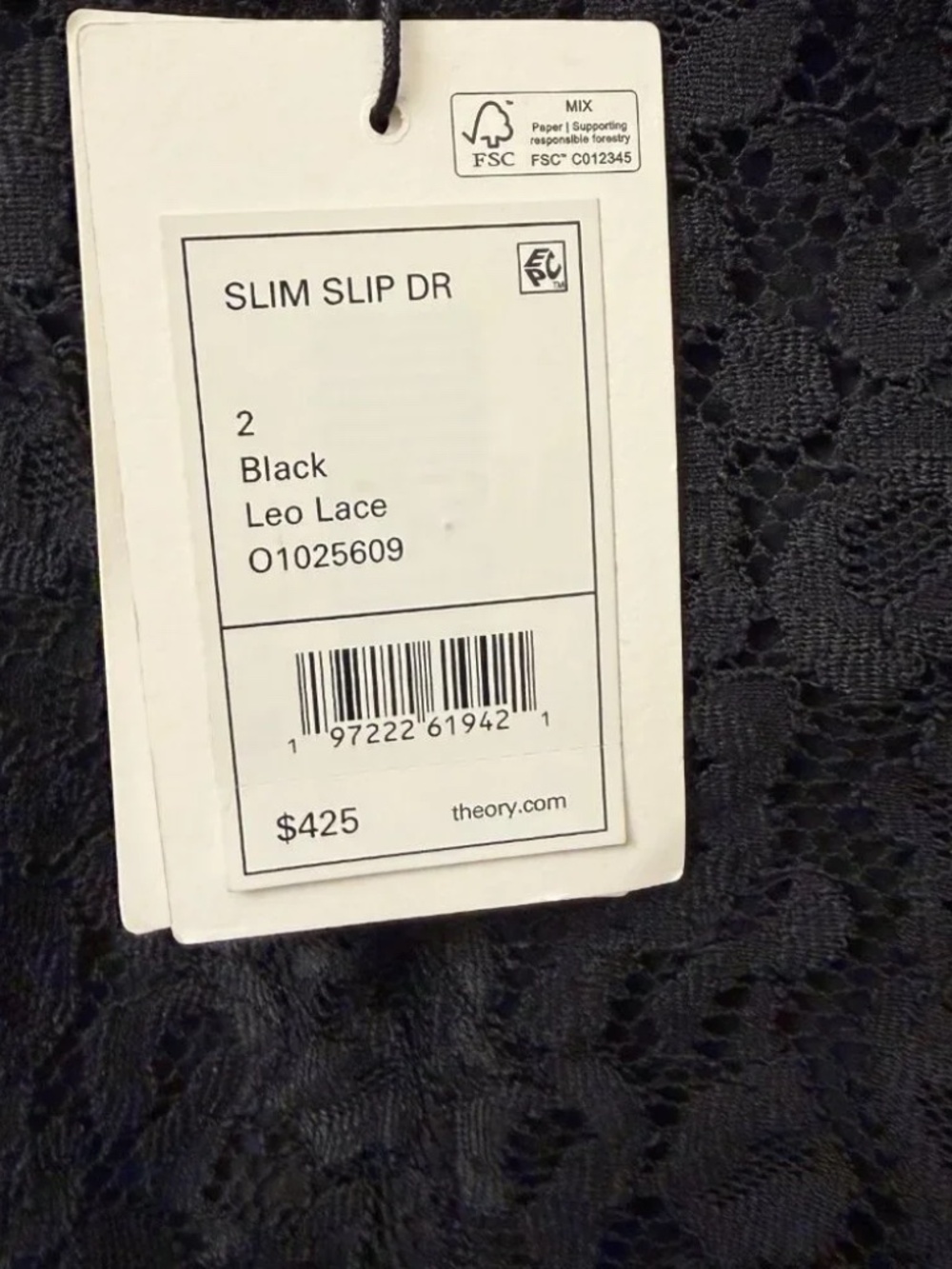 NWT Theory Leopard Lace Luxury Slip Dress - Black - Size 2 - MSRP $425 - Picture 7 of 7